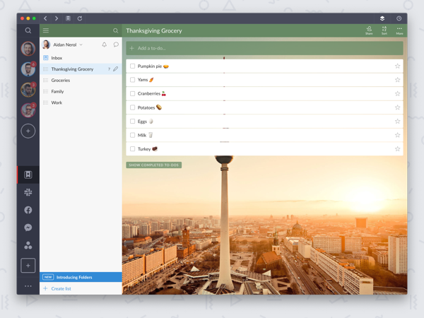wunderlist thanksgiving to-do list