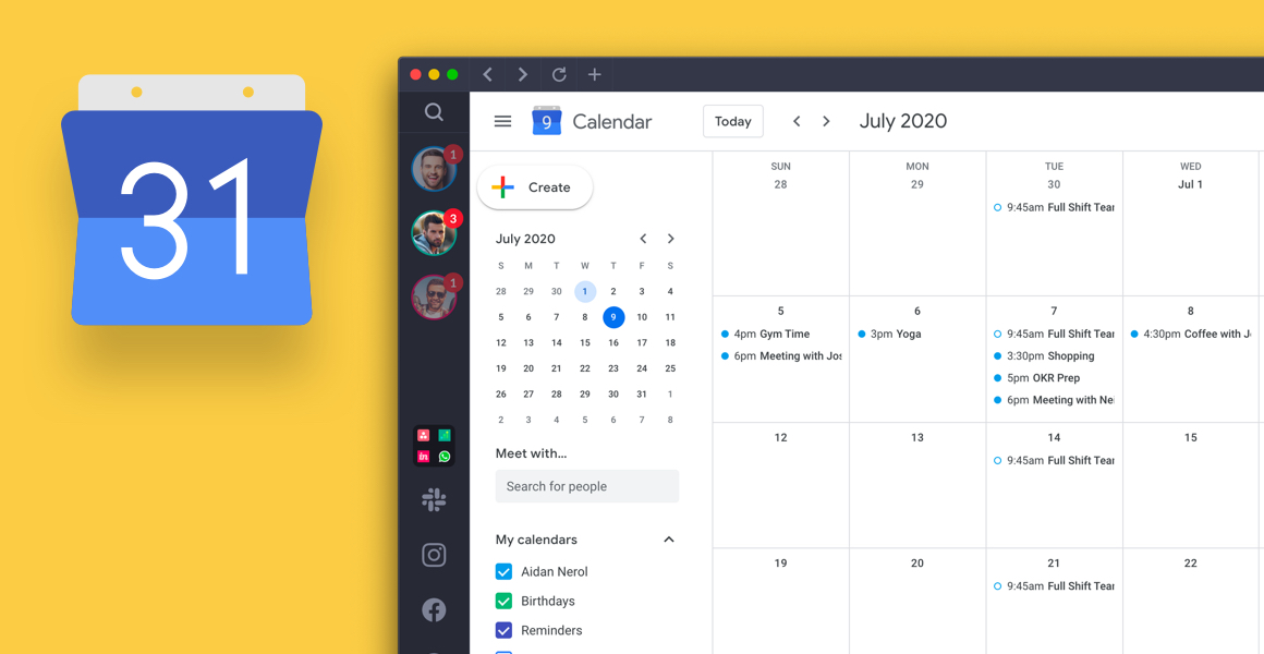 google ipad calendar app features