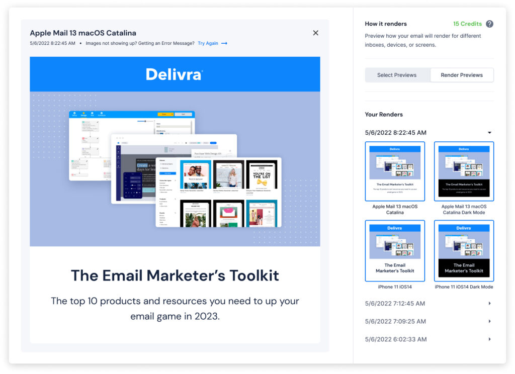 Delivra email previews